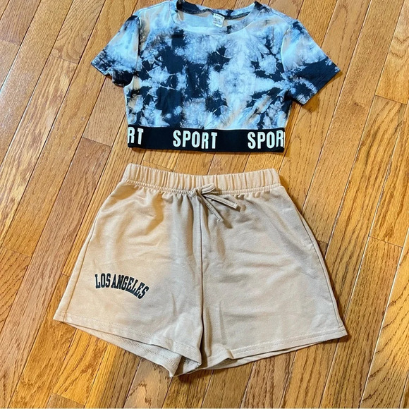 2/$25 SHEIN Coolane Girls Crop Top/Tank Sport Digital Printed Tie Dye Black 9Y - Picture 4 of 13